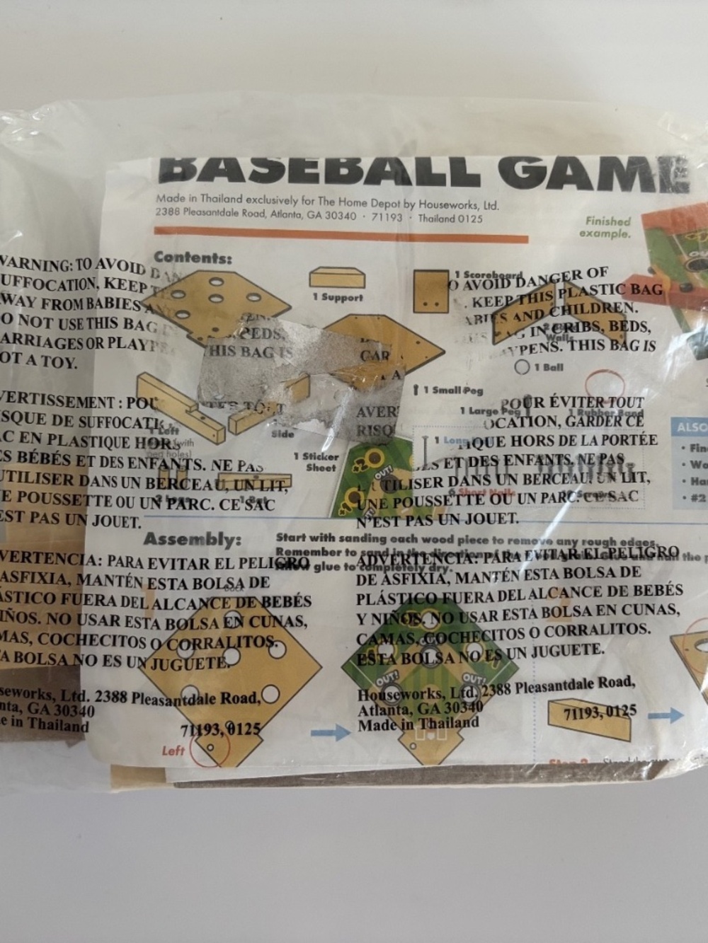 New Sealed Home Depot Kids Baseball Game Wood Craft Kit DIY Unfinished Parts